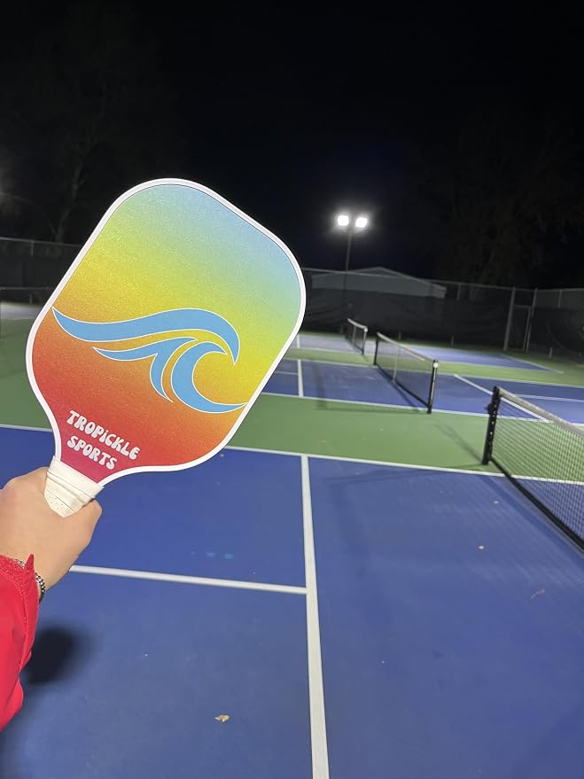 Tropical Pickleball Paddle Set - High Performance Lightweight and Durable Paddle Set of 2 with Carrying Case - 4 Pickleballs - Carbon Fiber Surface with Polypropylene Honeycomb Core