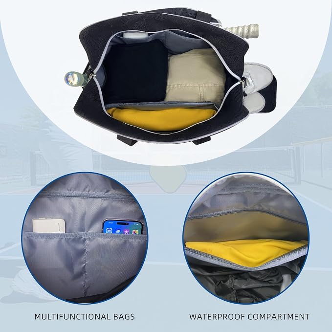 TPAID Pickleball Bag with Shoes & Wet Pocket, Court Bag for 2 Paddles