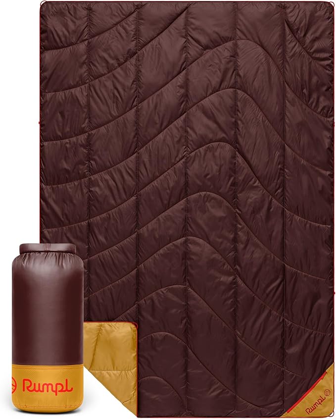 Rumpl Backcountry Puffy Blanket, Ultra-Portable and Lightweight Adventure Blanket, 1-Person (52x75 inches), Redwood