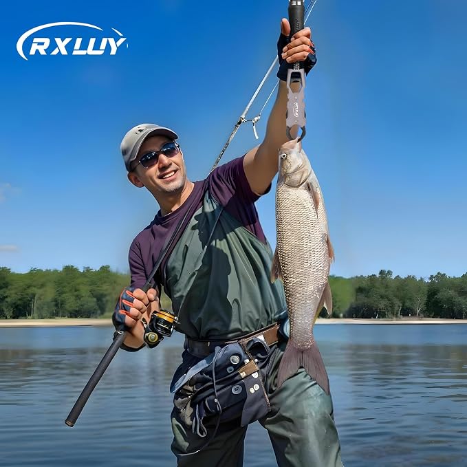 11.5" Fish Lip Gripper with Scale, Max 40lbs Scale, 360° Swivel Non-Slip Handle, Fish Grabber Control Tool for Safe, Hook Removal, Easy Catch & Release, Fishing Gifts for Men Women