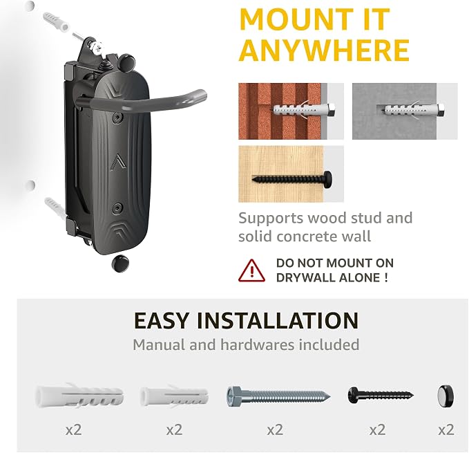monTEK Swivel Bike Wall Mount - No Heavy Lifting Required, Space-Saving Bike Rack for Garage, Holds Up to 77 lbs