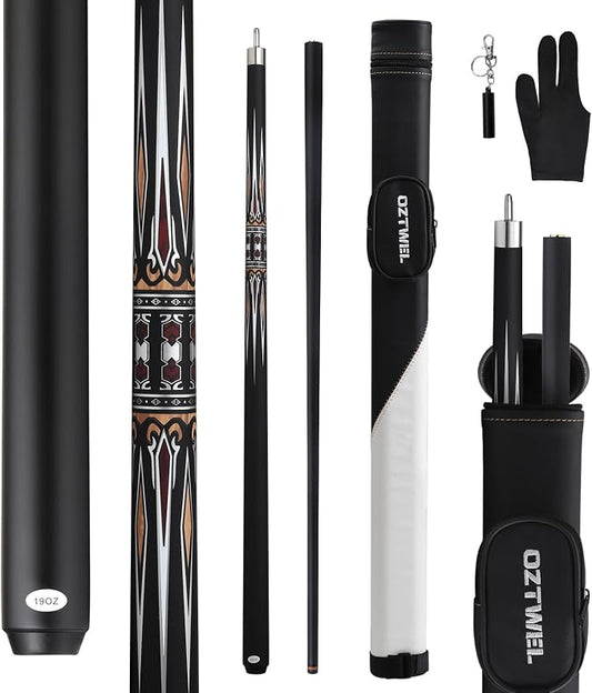 Pool Cue Stick with Case, 13mm Glass Fiber Pool Cue Stick, Pool Cue Kit, Billiard Cue Stick with Case, 58" Professional Billiards Low Deflections Cue Stick with Gloves, Aerator, 19 Oz