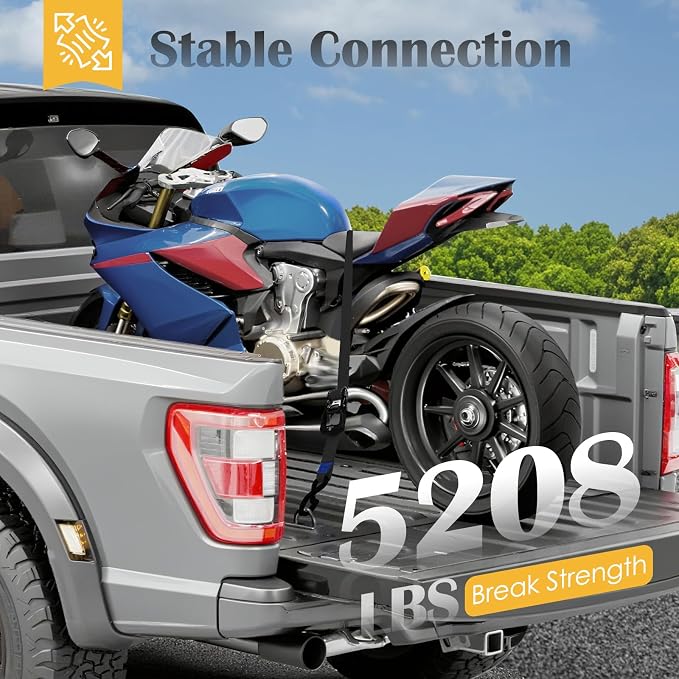 Ratchet Straps, 1.5 inch x 15 ft(4 Pack) Heavy Duty Tie Down Straps, Ratchet Tie Down Straps with Soft Loops-5,208 lbs (Black)