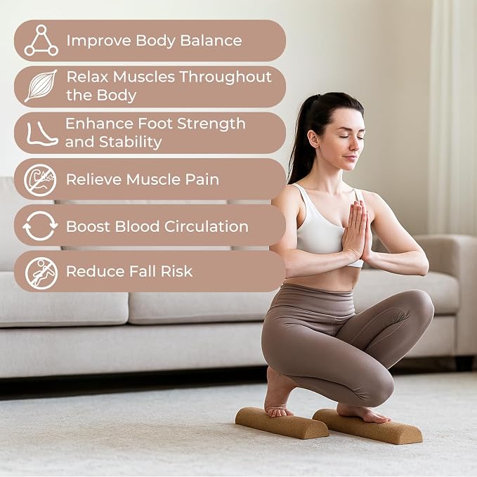 5-in-1 Cork Balance Board Kit - 15.7" Ankle Balance Board with Peanut Massage Ball, Balance Trainer, Foot Strengthener for Full Body Massage | Balance Stability | Improve Mobility | Prevent Falls