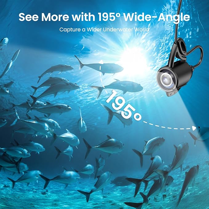 Eyoyo Underwater Fishing Camera, 5000mAh Battery, Infrared Night Vision, IP68 Waterproof Portable Fish Camera for Ice, Lake, Boat & Kayak Fishing