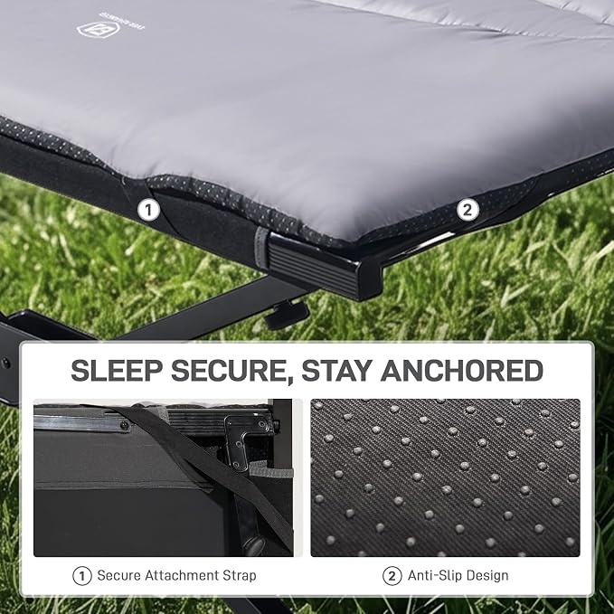 EVER ADVANCED 85" Extra Wide Sleeping Pad for Camping, 2.36" Thick Cotton Camping Mattress Pad with Carry Bag, Portable Roll Up Camping Cot Pad for Adults, Tent, SUV, Travel & Floor