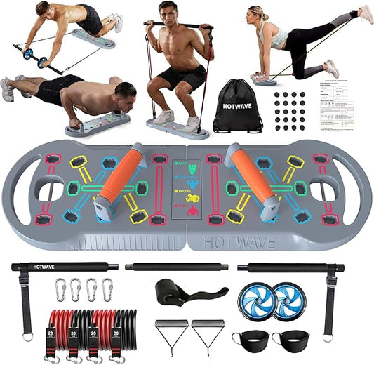 HOTWAVE Push Up Board Fitness, Portable Foldable 20 in 1 Push Up Bar at Home Gym, Pushup Handles for Floor. Professional Strength Training Equipment For Man and Women