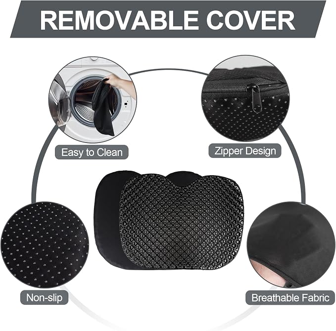 Anti-Slip Kayak Seat Cushion, Waterproof Thicken Gel Kayak Seat Pad with Non-Slip Cover, Canoe Seat Cushion Kayak Accessories Kayak Canoe Boat Equipment