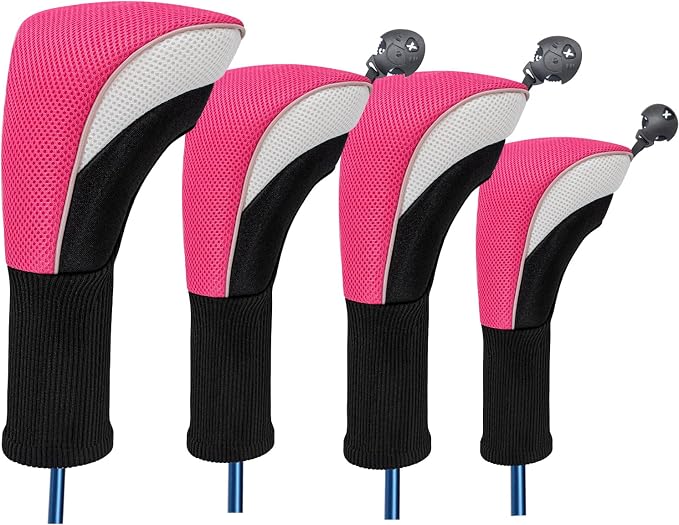 Wood Headcover Golf Club Covers Driver Headcovers Nylon Head Covers Designed to Fit All Woods - 3/4/5/6 Pack/Set Golf Accessories Suitable for Men and Women