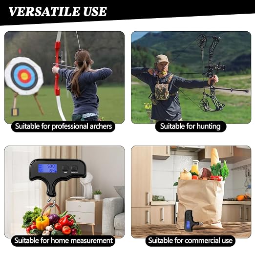 Portable Digital Bow Scale, 110Lbs/50kg High Accuracy Handheld Archery Draw Weight Scale with Hook & Peak Hold, Electronic Hanging Scale for Bow Tuning, Compound Bow, Recurve Bow, Fishing & Luggage