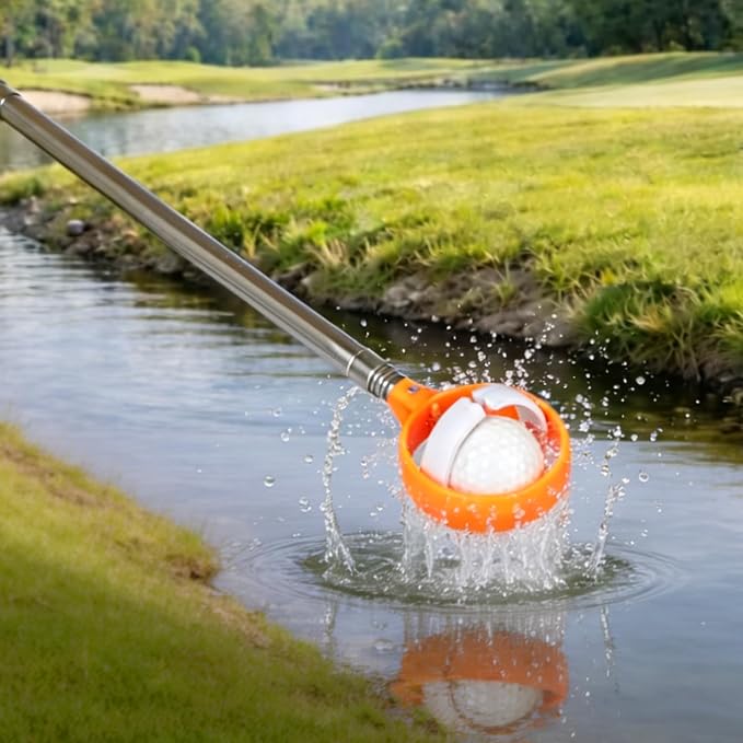 Professional Golf Ball Retriever Telescopic for Water, 9Ft/12Ft/16.3Ft/20Ft Stainless Steel Golf Ball Retriever with Spring Release-Ready Head Locking Clip