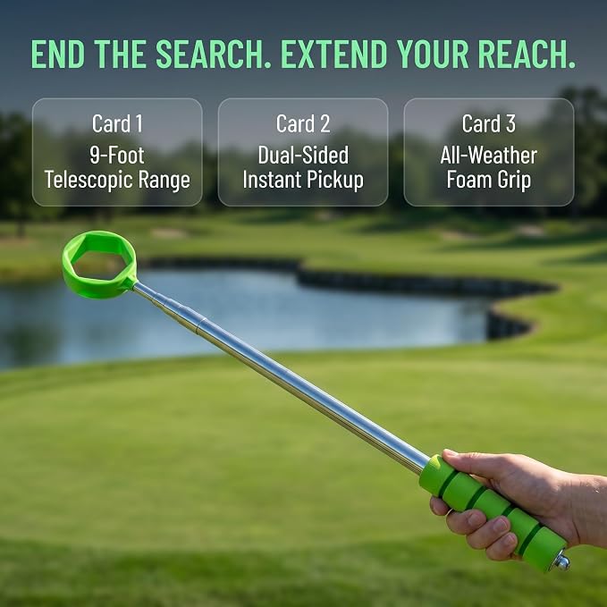 Golf Ball Retriever Stainless Steel Golf Balls Forgeway Golf Ball Picker — Telescopic Golf Ball Retriever 20ft with Shaft, Portable Ball Picker Upper Grabber, Golf Accessories & Golf Gifts for Men