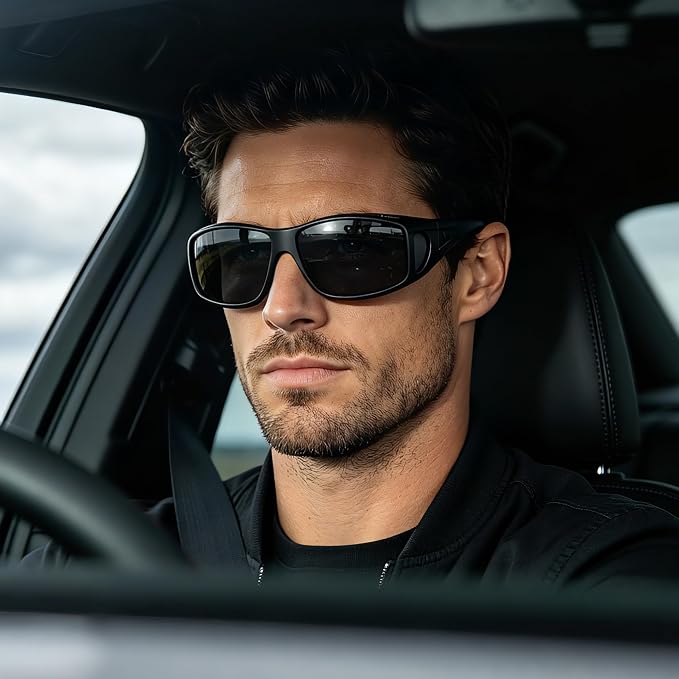URUMQI Polarized Sunglasses Fit Over Glasses for Men Women, Wraparound Sun Glasses UV400 Protection for Driving Fishing