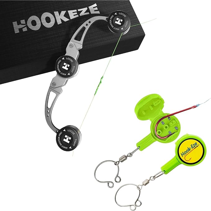 HOOK-EZE Fishing Knot Tying Tool | Protect from Fish Hooks | Tie Fishing Knots Easily, FG Knot Tying Tool, GT Knot Assist for Braid to Leader Connection, Adjustable Tension