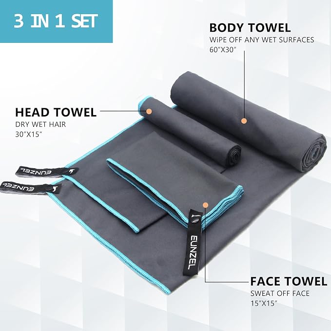 Quick Dry Camping Towel Grey| Quick Dry Camping Towel Light Grey (Bundle)