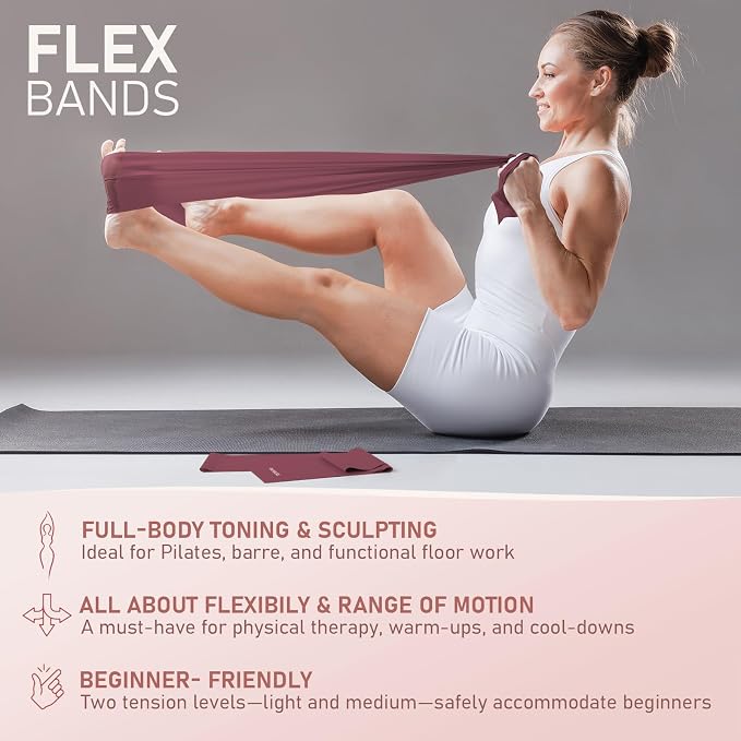 PhysKcal Pilates Kit, 15-Inch Pilates Ring with 1x Core Ball, 3X Resistant Loops and 2X Flex Bands, Home Pilates Equipment Set and Mat Pilates Essential Kit