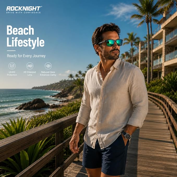 ROCKNIGHT Polarized Driving Sunglasses with Spring Hinges