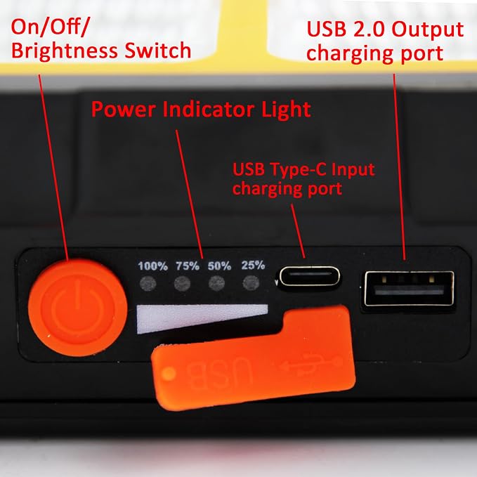 150W Portable Rechargable Dual Solar Panel LED Work Light with 5 Modes, 10000LM 21600mAh IP66 Waterproof Outdoor Flood Light
