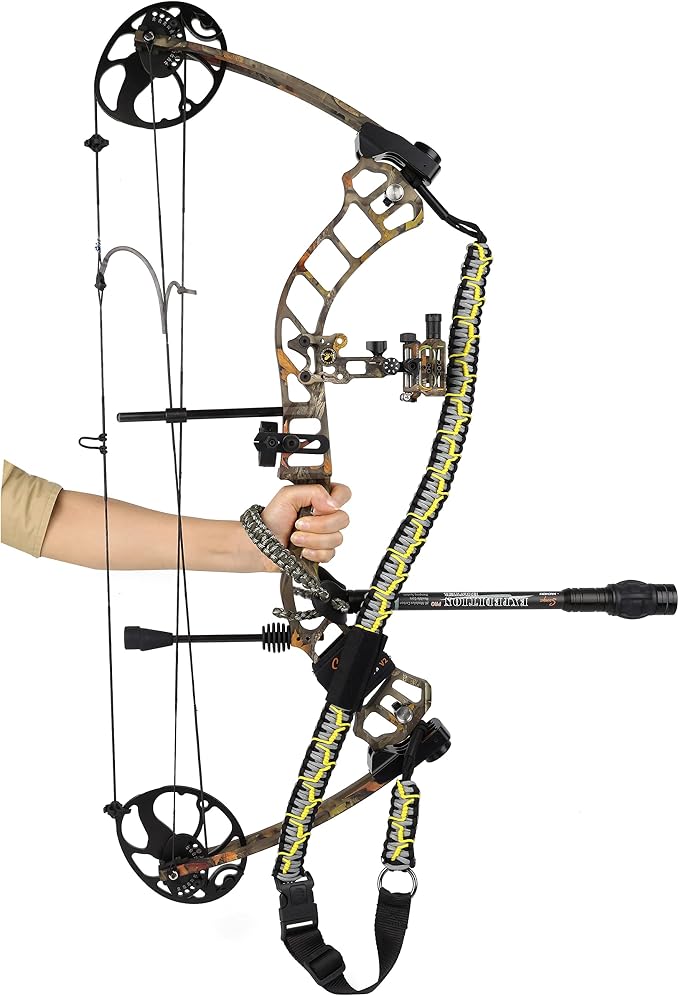SUNYA Paracord Compound Bow Sling with V2 Upgraded Magnetic Connection System. Lightweight Hands Free Shoulder Carrying Sling for Bow Hunting, Field Archery and 3D