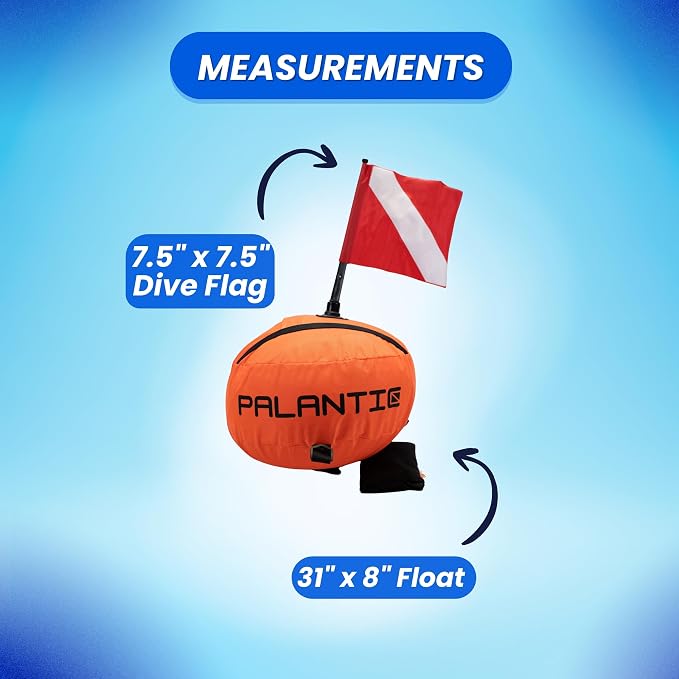 Scuba Choice Spearfishing Buoy Float with Dive Flag - High-Visibility, Durable 420D Nylon Cover, PVC Bladder for Scuba Diving & Freediving