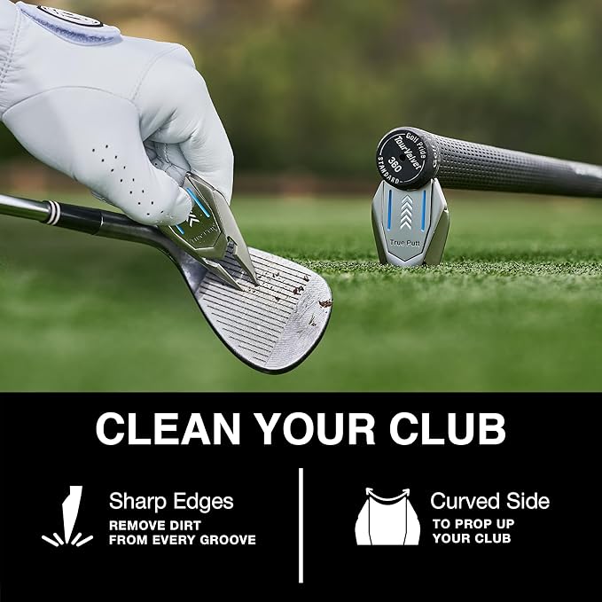 Ghost Golf Divot Tool - 5-in-1 Divot Repair Tool & Ball Marker Alignment Aid - Fix Pitch Marks on The Green - Club Rest & Groove Cleaner - Golf Equipment for Men & Women