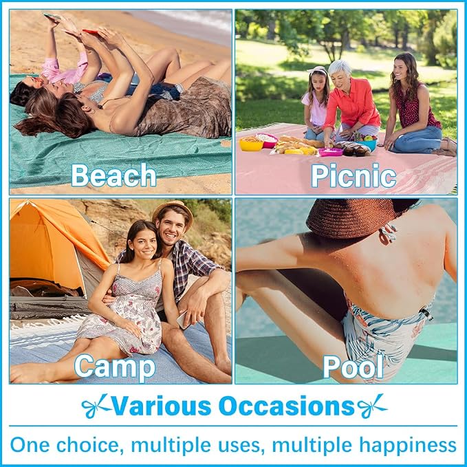 Oversized Turkish Beach Towel Blanket XXL Cotton Sandproof Towels Boho Woven Extra Large Big Sand Free Giant Throw Blankets Huge Quilt XL Picnic Camping Necessities Cloud For Adult Gifts Blue