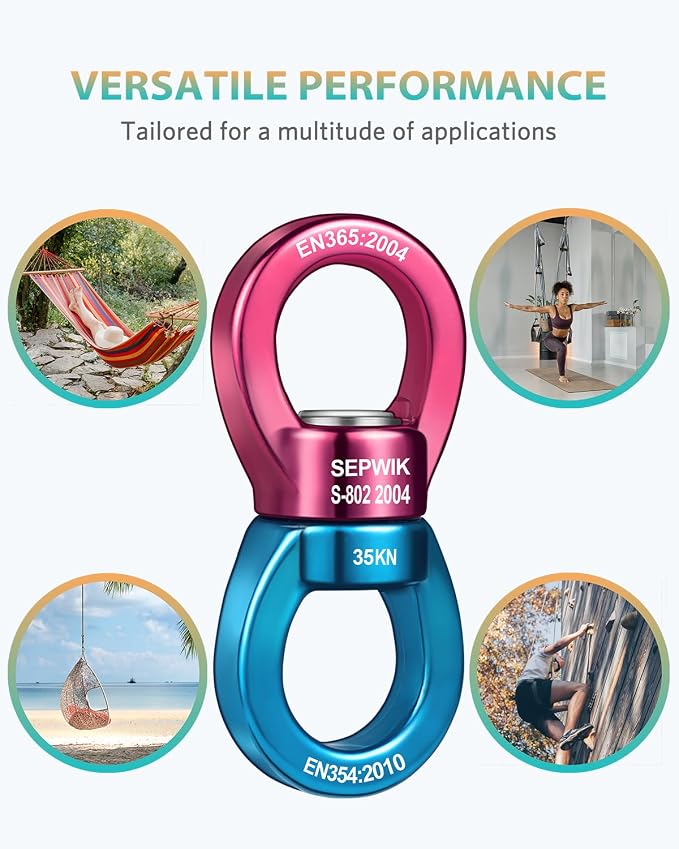 Swing Swivel, 35KN Swing Spinner, 360° Safety Rotational Device Hanging Accessory for Hanging Hammock, Web Tree Swing, Aerial Dance, Children's Swing
