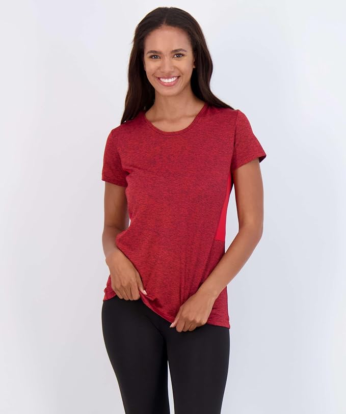 Real Essentials 5 Pack: Women's Short Sleeve T-Shirts Workout Tops Fitness Pilates Gym Activewear Athletic (Plus Available)