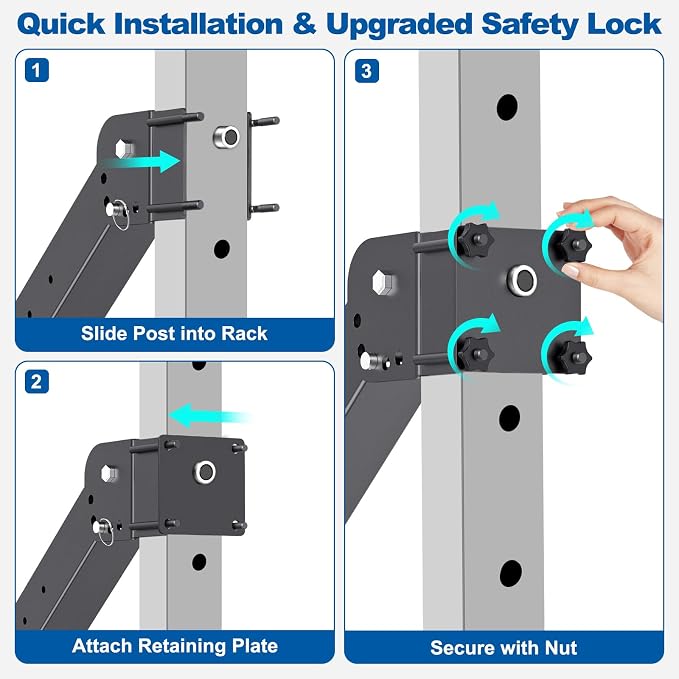 SELEWARE Squat Rack Attachment, Y-Shaped Dip Bar Attachment, Nordic Hamstring Curl Attachment and Lever Arms for 2x2 or 3x3 Power Rack with 5/8" or 1" Hole, Power Cage Accessories for Home Gym