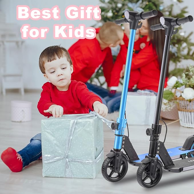 Electric Scooter for Kids Ages 6-14, 150W Motor, 4/7/11 Mph, 60 mins Ride Time, Adjustable Speed, LED Display, Colorful Lights, Electronic Brake, Foldable Kids Electric Scooter ，UL2272 Certified(Blue)