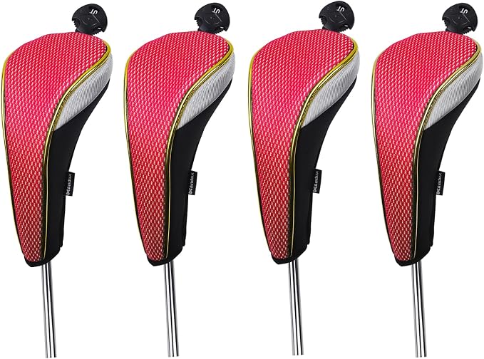 Andux 4Pcs/Set Gold Golf Hybrids Club Head Covers with Dial No. Tag MT/HY12