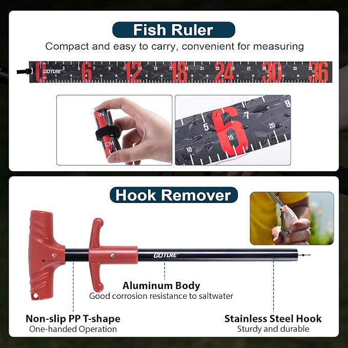 Goture Fishing Rod and Reel Combos-2PCS Telescopic Fishing Pole+2PCS Spinning Reels with Carrier Bag, Telescopic Rod Reel Lures Kit for Starter Travel Saltwater Freshwater
