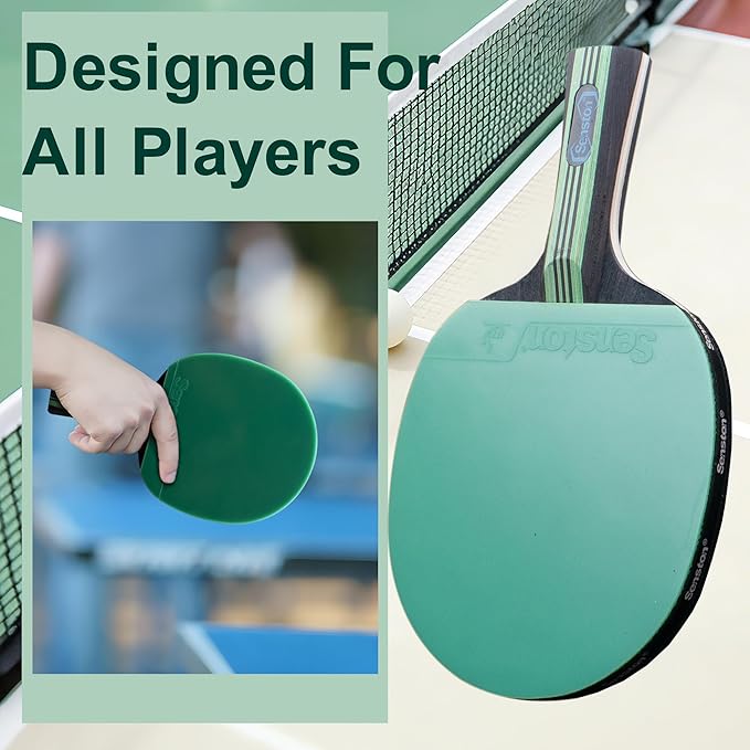 Senston 5-Ply Ping Pong Paddles Set – Premium Wood Table Tennis Set of 4 with 6 Balls & Portable Carry Case – High-Control 2mm Sponge & Ergonomic Non-Slip Grip for Beginners & Family Play