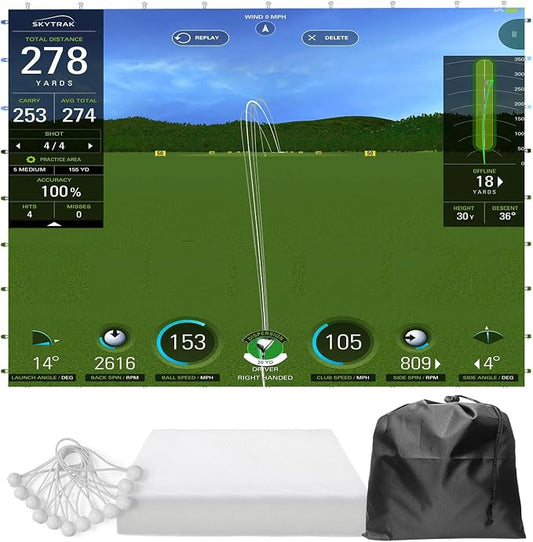 Golf Impact Screen with Upgraded Grommet Slings, 3D Air Mash Golf Simulator Impact Screen for Training, Golf Simulators Hitting Mat for Home, Indoor, Outdoor