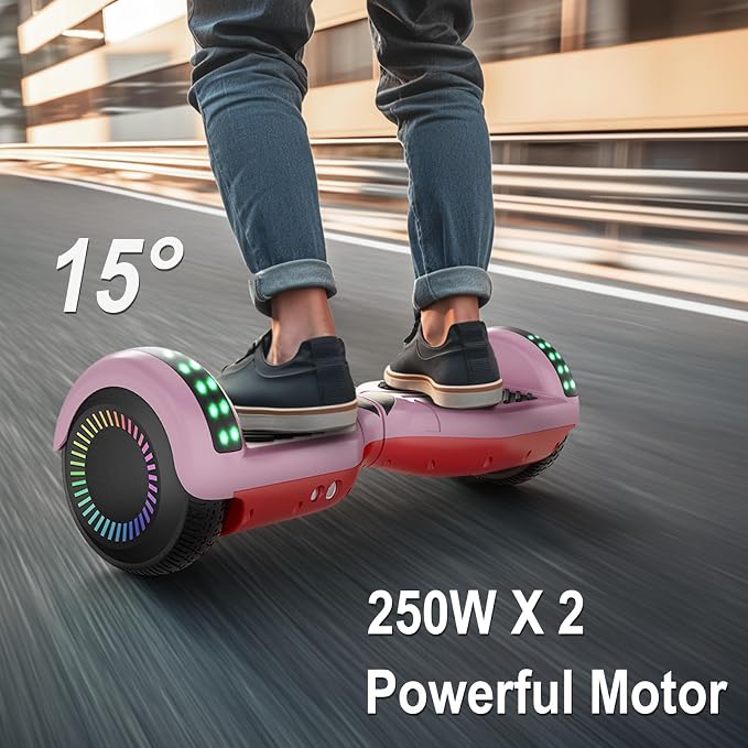 Kids Scooter with Bluetooth Speaker & Corlorful LED Lights, Dual 250W Motor 7.5 Mph Speed, Gifts for All Ages