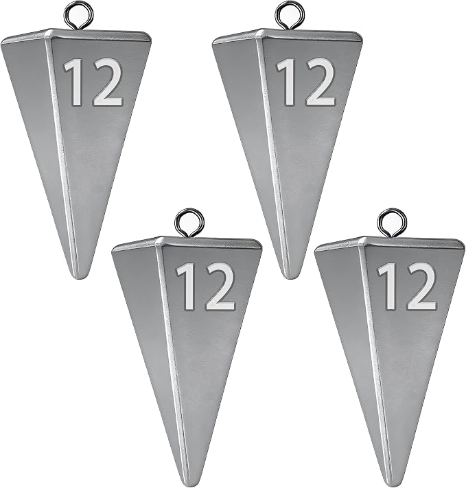 Pyramid Sinkers Fishing Weights, Saltwater Fishing Sinkers for Surf Fishing Gear Tackle - 1oz, 2oz, 3oz