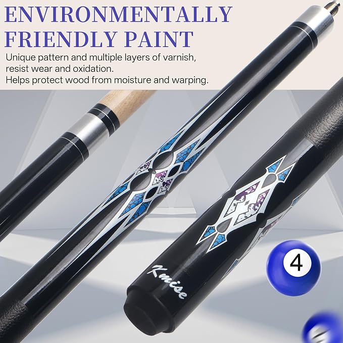 Kmise Pool Stick Set of - 58" Pool Cue Stick, Canadian Maple Professional Billiards Pool Cue, Pool Sticks for Adults, 18~21oz Multiple Colors