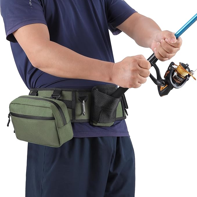 PELLOR Fishing Belt Rod Holder Adjustable Fishing Wading Belt