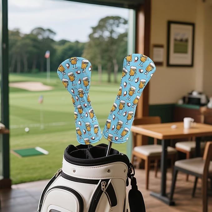 Rnyleeg Golf Club Head Covers for Women Driver Head Cover Leather Fairway Wood Headcover Hybrid Headcovers for Golf Clubs