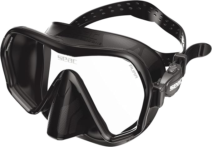 SEAC Pura – Frameless Single-Lens Silicone Diving Mask | Antifog Low Volume Mask for Diving and Snorkeling with 3D Buckle
