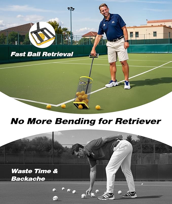 PodiuMax Tennis Ball Picker Upper, 30 Pickleball Picker Upper, 42 Tennis Ball Collector, Portable Pickleball Retriever for Easy Collection & Storage