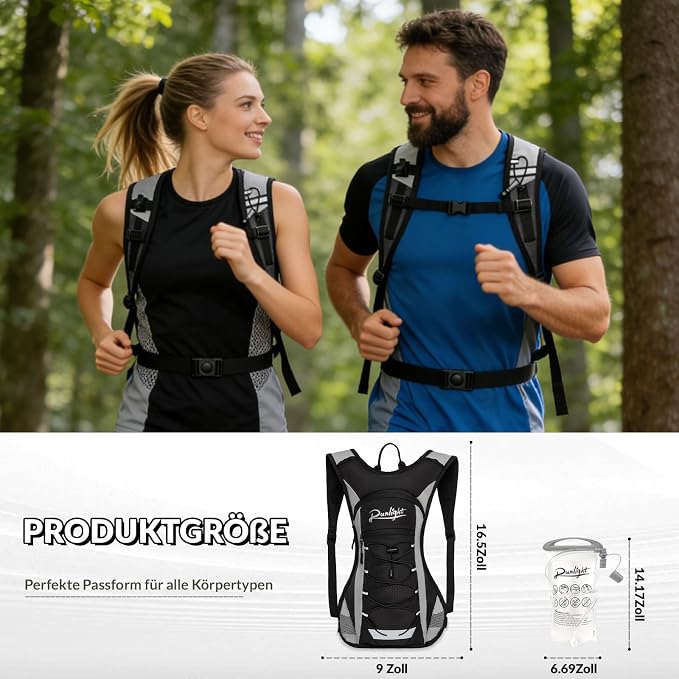 Runlight Lightweight Hydration Backpack,Running Vest for Women Men with 1.5L Water Bladder, Hydro Water Daypack for Running,Hiking,Cycling,Climbing,Biking