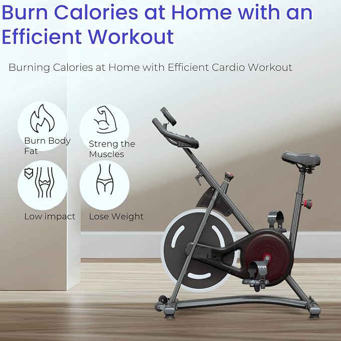 NAYSAYE Exercise Bike, Adjustable Stationary Bikes with Smartphone Mount, Professional Exercise Bike with Digital Pulse Display for Home and Office