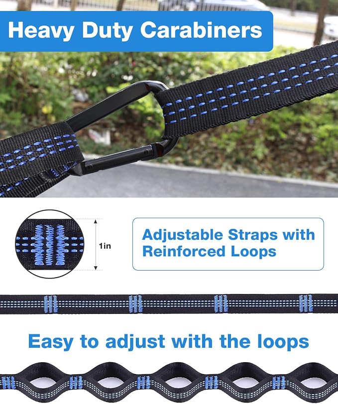 MOSFiATA Camping Hammock, Heavy Duty up to 700lbs with 2 Tree Straps and Attached Carry Bag Portable Hammock for Backpacking Hiking Durable Outdoors (Sky Blue)