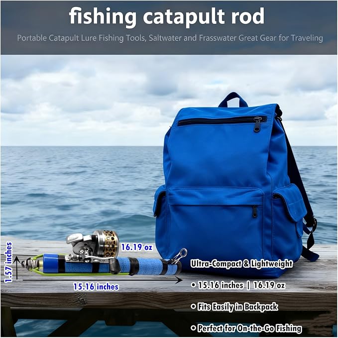 Fishing Catapult Rod Spincast Reel Portable Salt Fresh Water Gear | Upgraded Wrap Foam Grip, Anti-Slip & Freeze-Proof; Attach Sinkers to Hooks for Long Casting Distancer