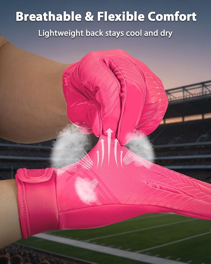 RIGWARL Football Gloves Adult Men, Youth Kids Football Gloves with Super Sticky Grip, Receiver Glove Adult Youth Kids Best Gift for Father‘s Day