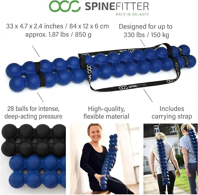 SPINEFITTER by SISSEL Blue | Massage Device for Back & Balance | Back Trainer Relieves Tension & Blockages | Ideal for Pilates and Yoga | for Relaxation of the Spine | for Home & Professional Use