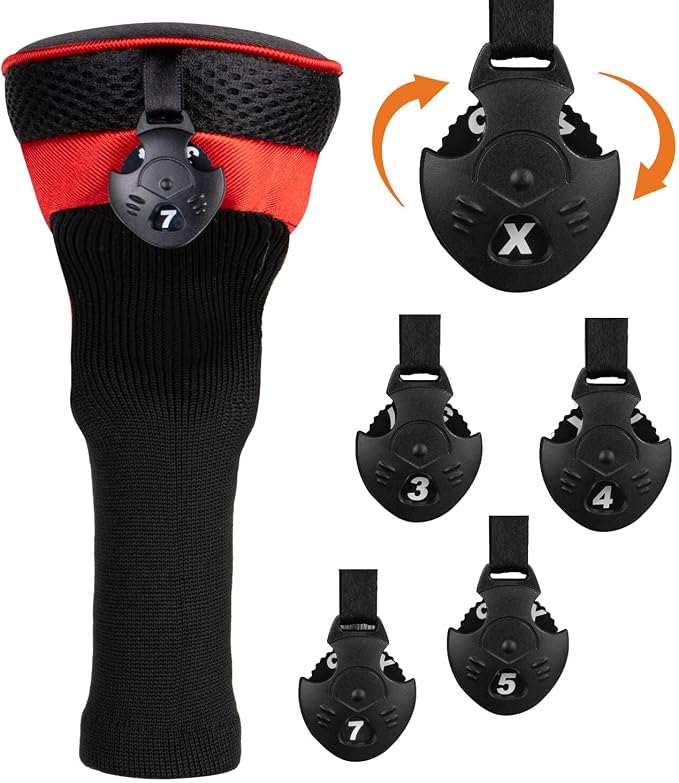 Golf Club Head Cover for Driver Fairway Hybrid 3 Pcs Woods Headcovers, Golf Accessories Head Covers Set with Interchangeable No. Tags 3 4 5 7 X Golf Accessories for Men Women