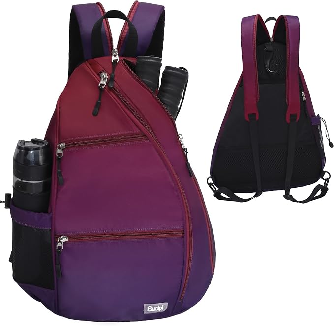 Sucipi Pickleball Bag - Men's & Women's Pickleball Backpack, Adjustable Sling Bag w/Fence Hook/Large Capacity/Safety Pocket