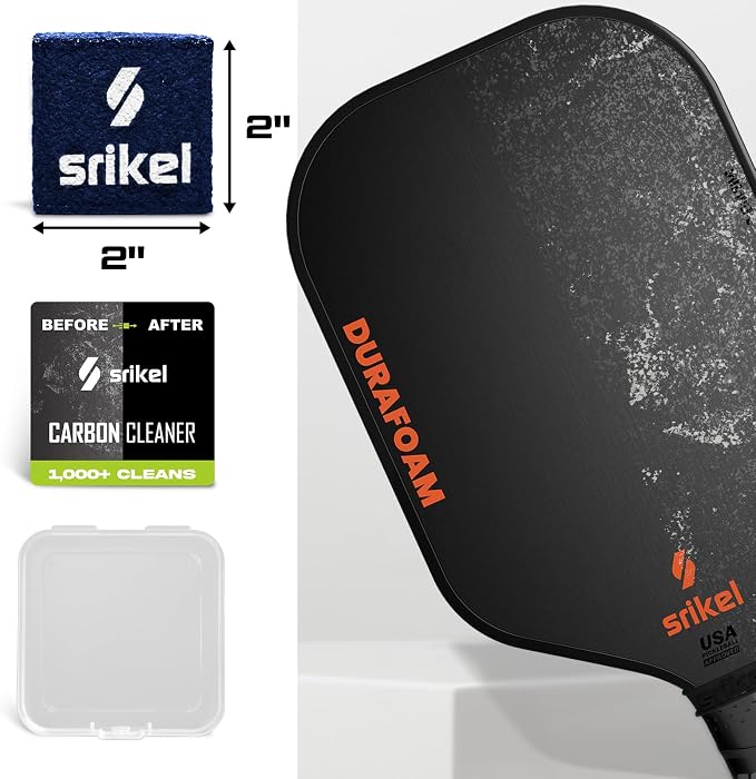 Pickleball – Paddle Cleaner Eraser with Carrying Storage Case, Premium Carbon Fiber Pickle Ball Racket Cleaner, Fast & Easy Rubber Eraser Removes Ball Residue, Dirt & Scratches